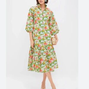 Hyacinth House Multi Green Begonia Floral Hillsborough Midi Dress